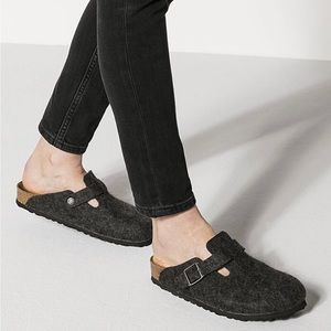 NWT Birkenstock Boston Felt Wool Clog in Anthracite